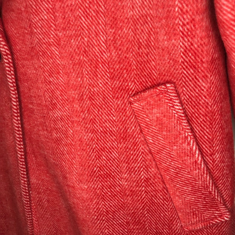 Apt. 9 Long Topper Coat Red Herringbone Women’s Size Small One Button Peacoat - Picture 5 of 5